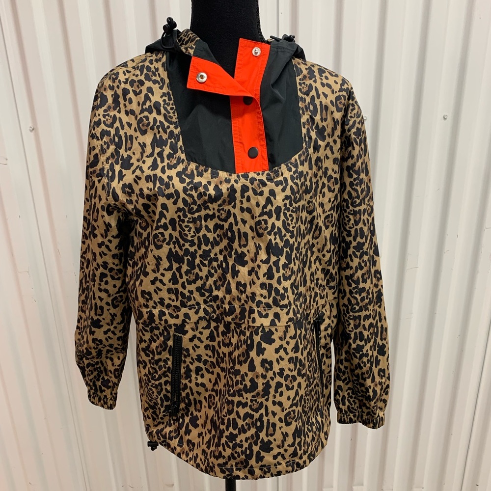J. Crew Leopard Print Anorak Color Block Jacket Xs - image 1